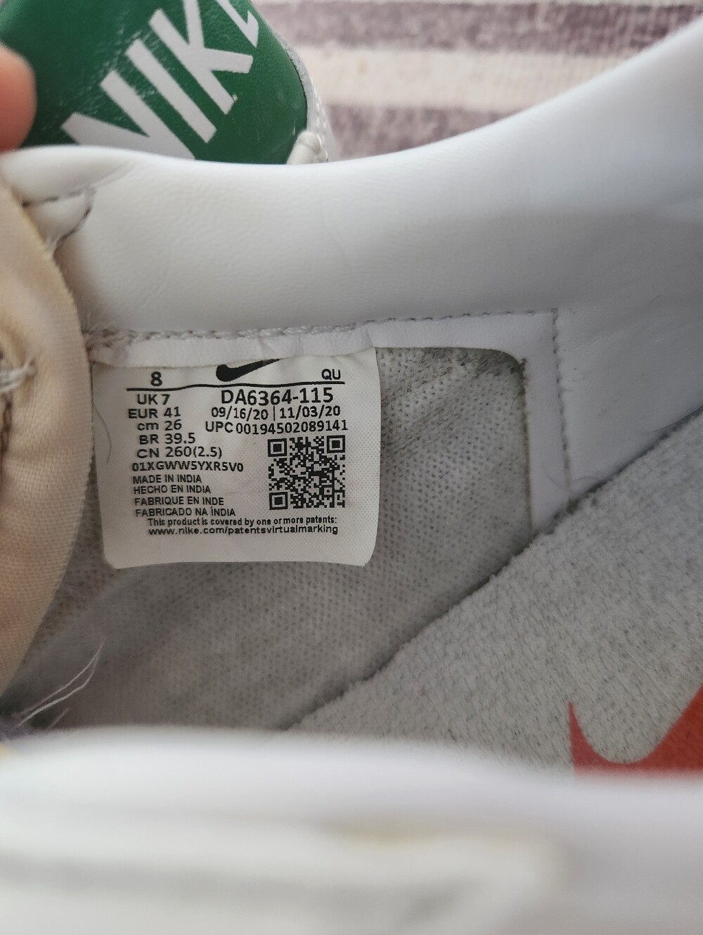 Nike Blazer Low 77 Vintage White Pine Green Size UK 7 EUR 41 US 8 - Picture 6 of 6